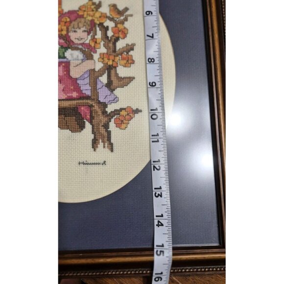 Vintage Hummel Finished Cross Stitch Professionally Framed Art Girl in a Tree - Picture 4 of 6